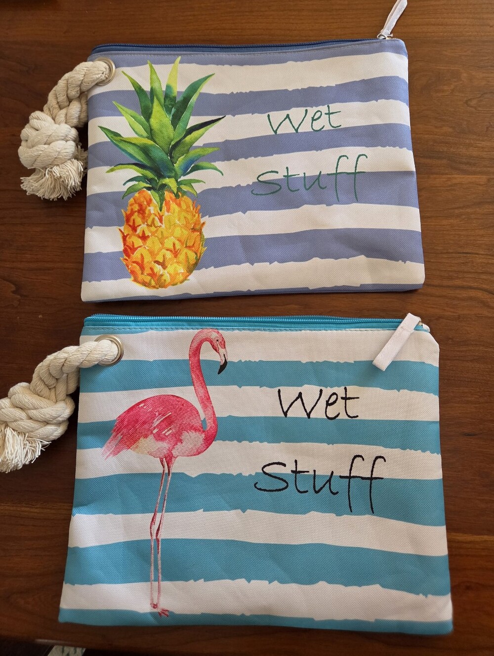 Wet Stuff Tropical Pineapple and Flamingo Pouches - Set Of 2